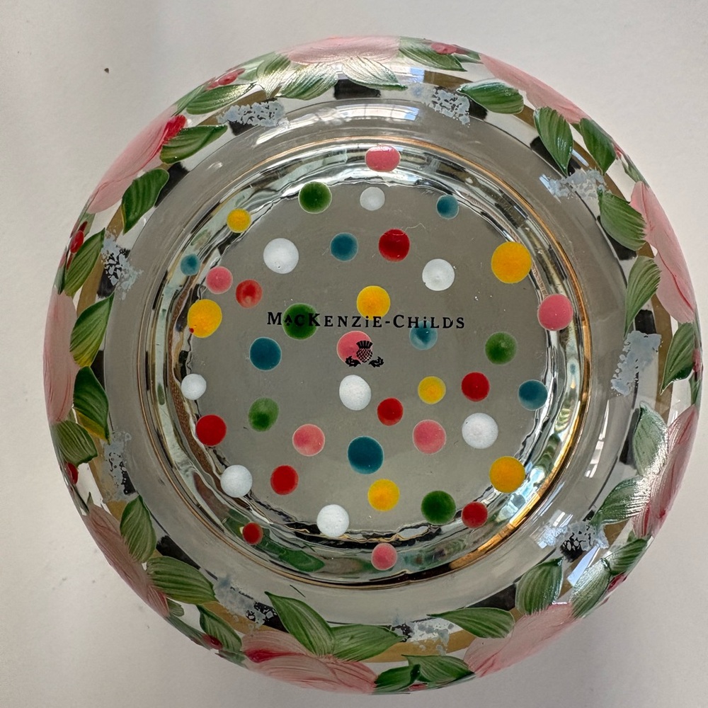 Mackenzie Childs Handpainted Retired Glass Bowl RARE and in NEW condition - Picture 8 of 8